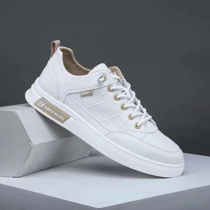 2025 cuatro estaciones la nueva moda zapatos de suela gruesa para hombres zapatos blancos transpirables zapatillas de deporte de ocio hombres mocasines planos versátiles para hombres - imagen 3