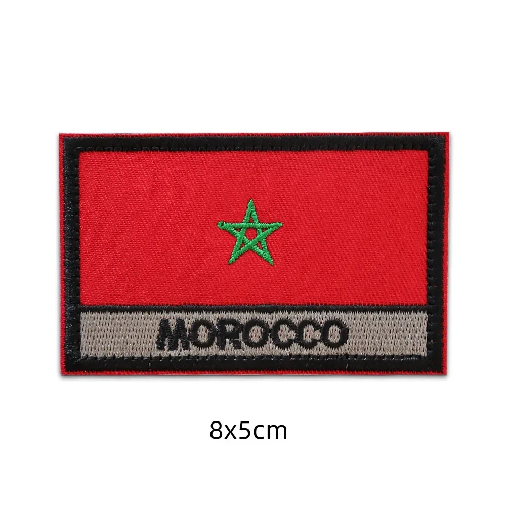 Brazalete con bandera de MOROCCO, parche IR MC bordado con gancho y bucle, insignia bordada, parches de bandera a rayas de tela - imagen 5