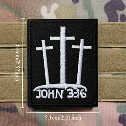 Parche táctico bordado JOHN 3:16 tres cruces cristiano moral