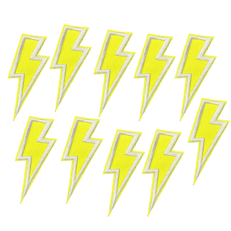 10 Uds. De parches de tela bordados con relámpago de dibujos animados coloridos, sombreros, pantalones, chaquetas, zapatos, coser, bordado, decorar, parches para planchar DIY - imagen 5