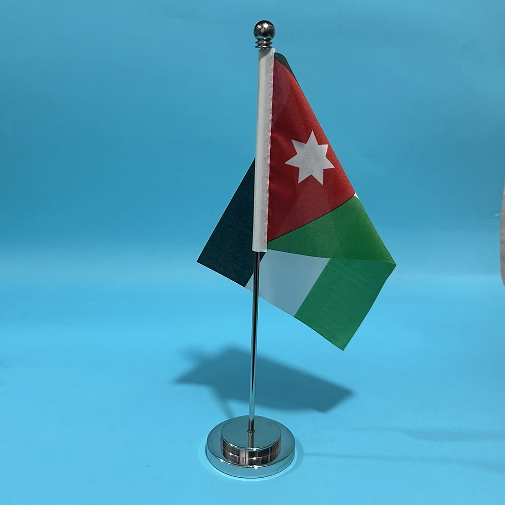 Bandera de la SKY, bandera de escritorio de oficina de la bandera de Jordan, 14x21cm, bandera nacional de Jordan de poliéster para adornos de escritorio, banderas - imagen 4