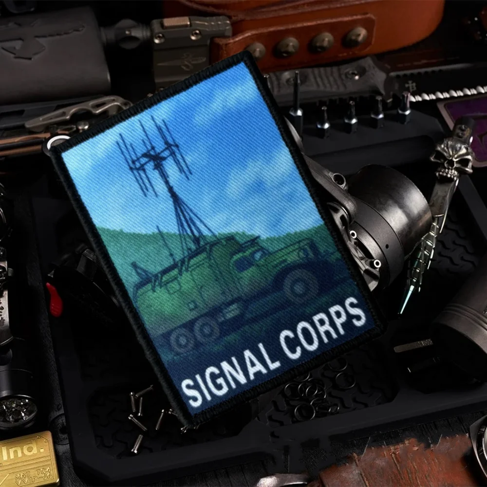 Parche impreso "Signal Corps", insignia de moral táctica con gancho y bucle, parches militares, brazalete, ropa de Chevron, pegatinas para mochila - imagen 5