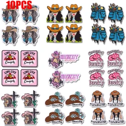 10 Uds. Parche de vaquera occidental, parches bordados de dibujos animados, parches para planchar para ropa, mochila, chaquetas, sombreros, apliques bordados