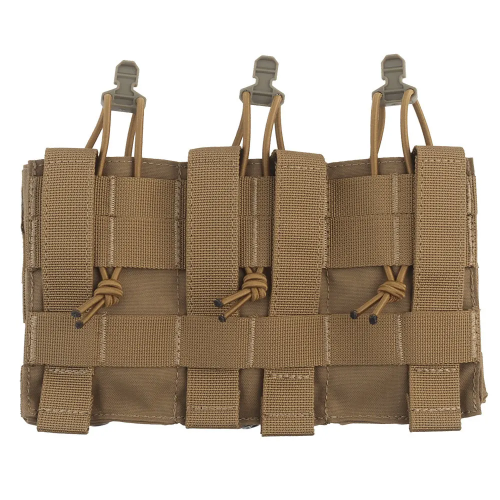 Bolsa táctica Triple para cargador M4 Rifle 5,56, Panel de placa frontal, cuerda elástica MOLLE MAG, soporte JPC AVS, accesorios para chaleco de caza - imagen 2