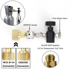 Adaptador recarga CO2 Sodastream – Compatible roscas CGA320 y TR21-4