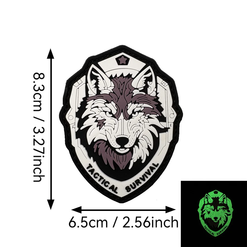 Brazalete táctico luminoso PVC lobo – Parche moral mochila - imagen 4