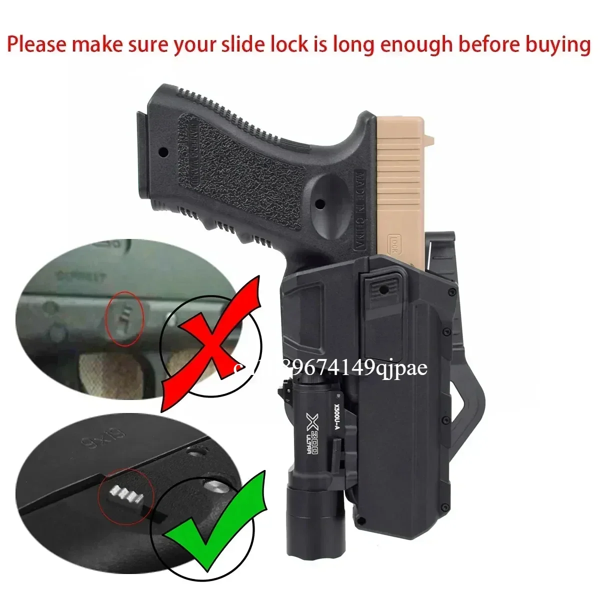 Glock táctico 17 18 19 funda de pistola móvil IR linterna láser montada Airsoft Colt M1911 P320 bloqueo arma luz X300 - imagen 3