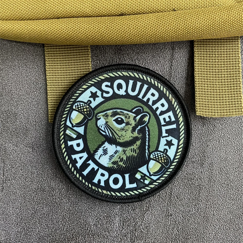 Parches de insignia de moral con estampado táctico de ardilla secreta, brazalete Militay Airsoft, gancho y bucle, mochila, sombrero, accesorios, pegatinas - imagen 3