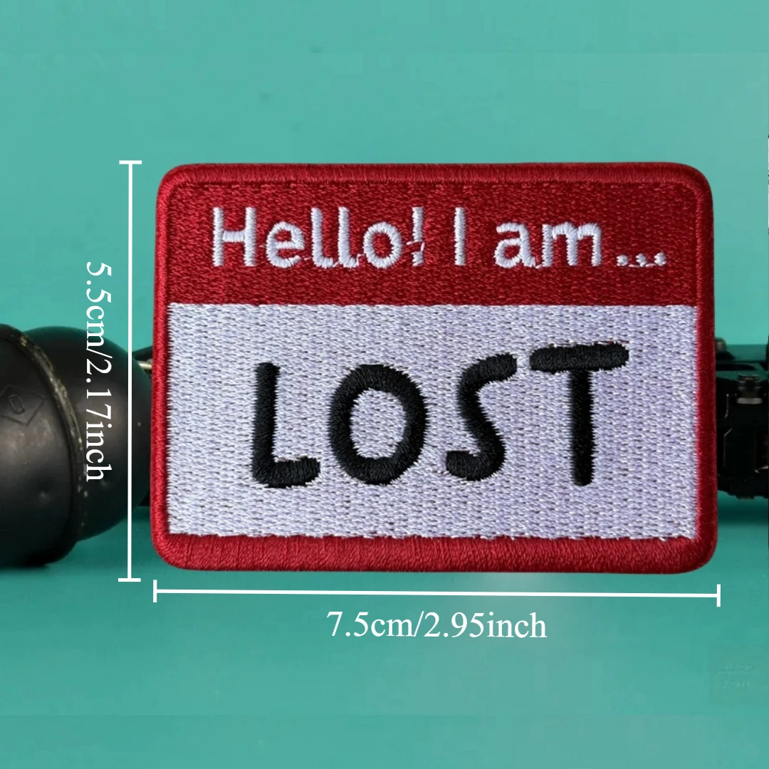 Parche táctico moral "¡Hola! Estoy... Perdido" Parche divertido Insignia de moral táctica Parches impresos con gancho y bucle para ropa - imagen 2