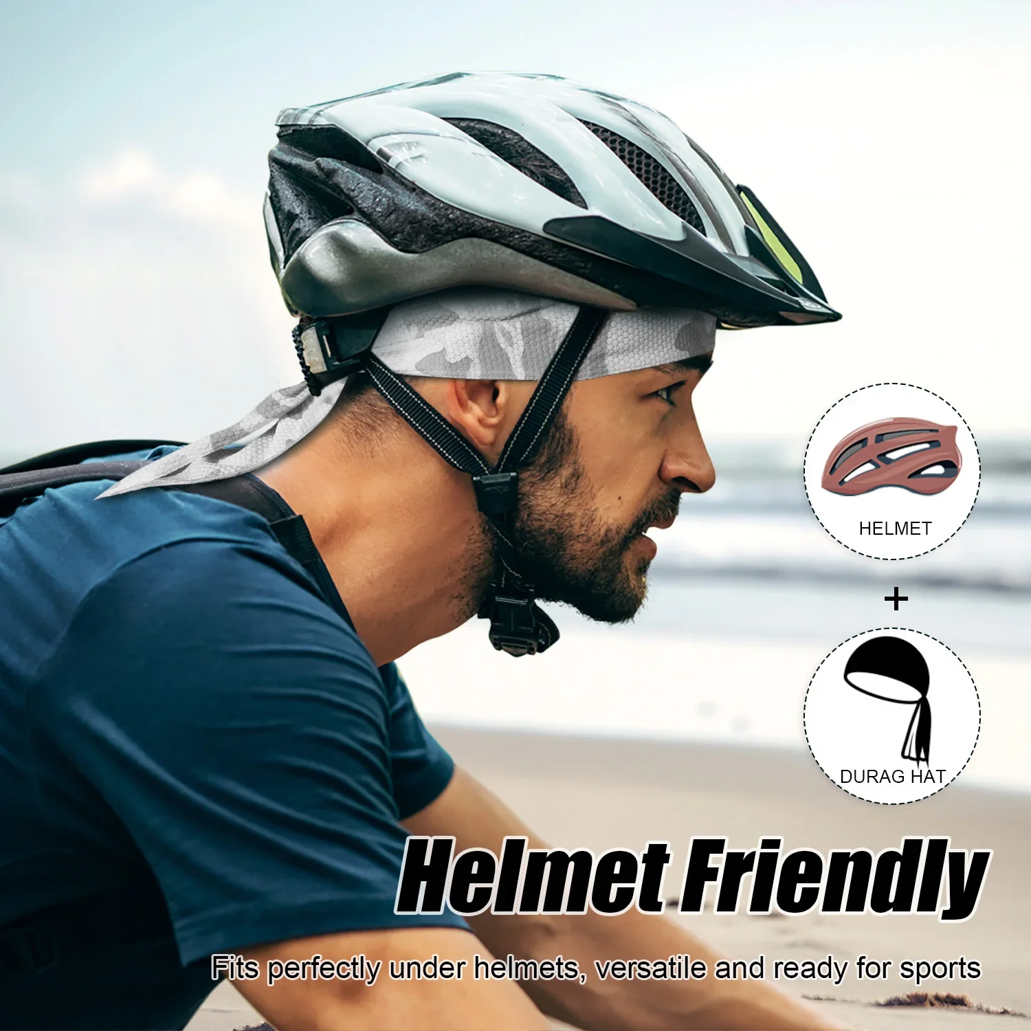 Gorro deportivo transpirable para correr, pañuelo de seda de hielo, absorción del sudor, gorro de moda para senderismo, Camping, monopatín, Bandana para hombre - imagen 2