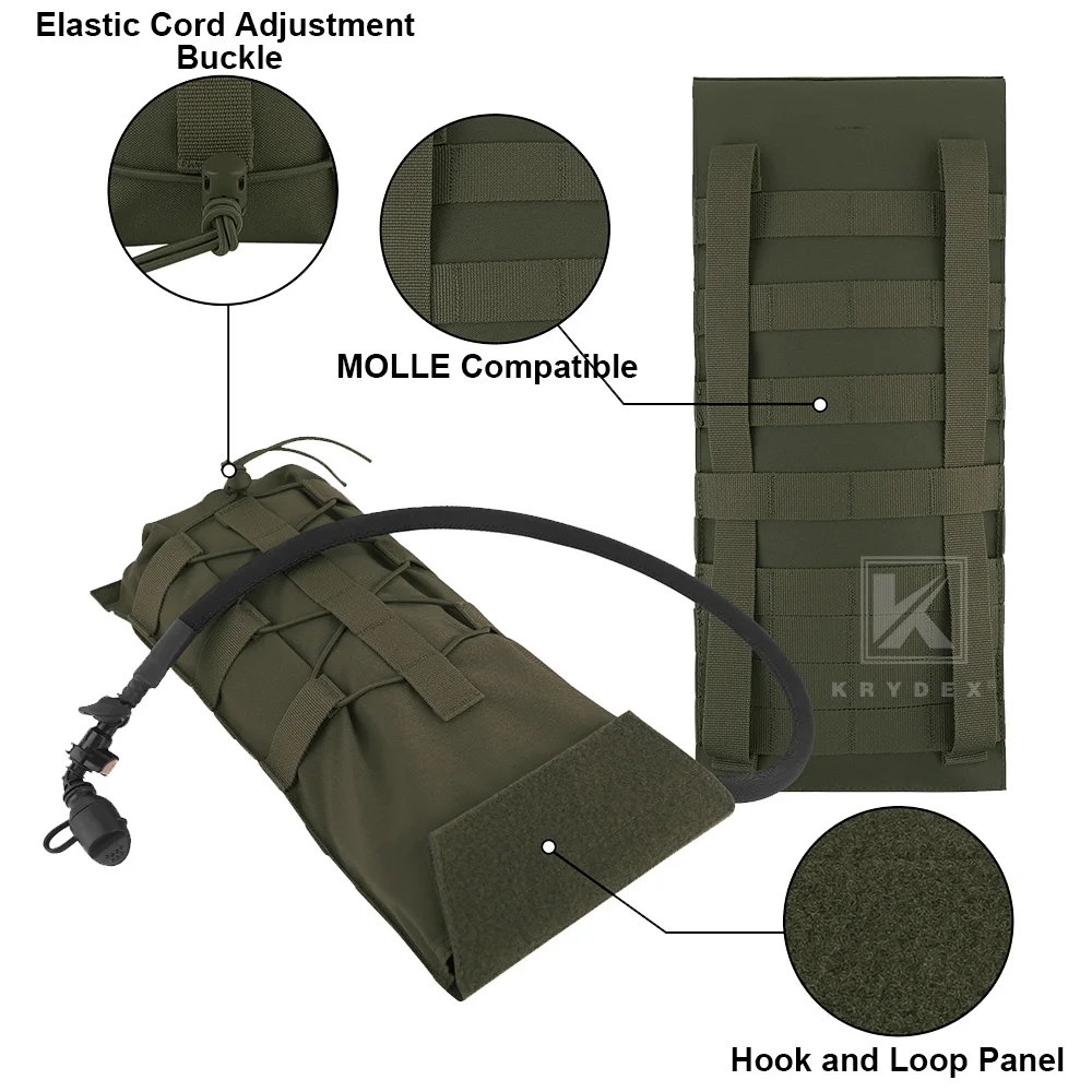 KRYDEX 500D bolsa táctica de hidratación de 100 oz bolsa portadora MOLLE bolsa Modular 3L bolsa para vejiga de agua accesorios de caza al aire libre - imagen 2
