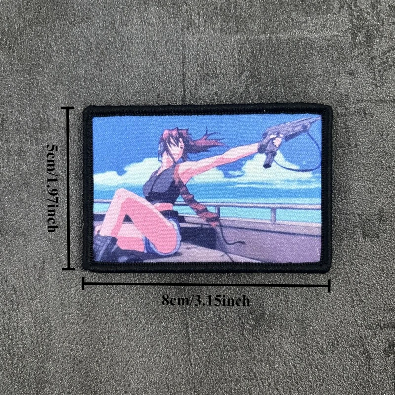 Parche táctico con estampado de Chica de Anime para ropa, insignias de moral, parches militares con gancho, pegatinas para mochila - imagen 2