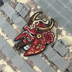 Parche táctico casco samurái japonés con velcro para mochilas MOLLE