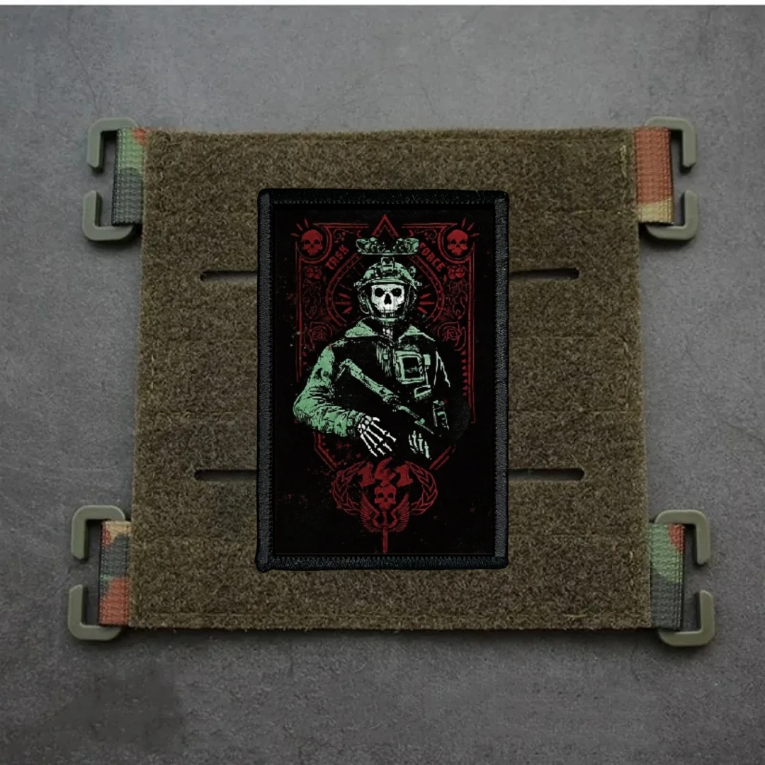 Parche táctico TASK FORCE 141 CODE Call of Duty máscara fantasma insignia de moral mochila militar pegatina impresión parches de bucle de gancho - imagen 5