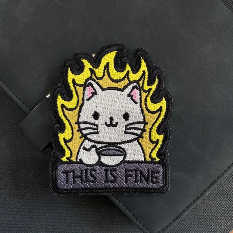 Pegatina de mochila táctica de gatito de fuego, insignia bordada para dejar de leer, MY PATCHES, insignia de moral de gatos, banda para el brazo, esta es la captura fina - imagen 2