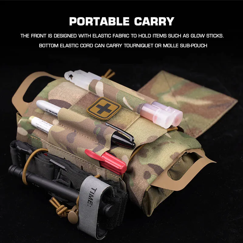 Bolsa IFAK Modular de despliegue rápido, bolsa de primeros auxilios con gancho y bucle de liberación rápida, bolsa médica de gran capacidad con bolsillo lateral para guantes - imagen 4