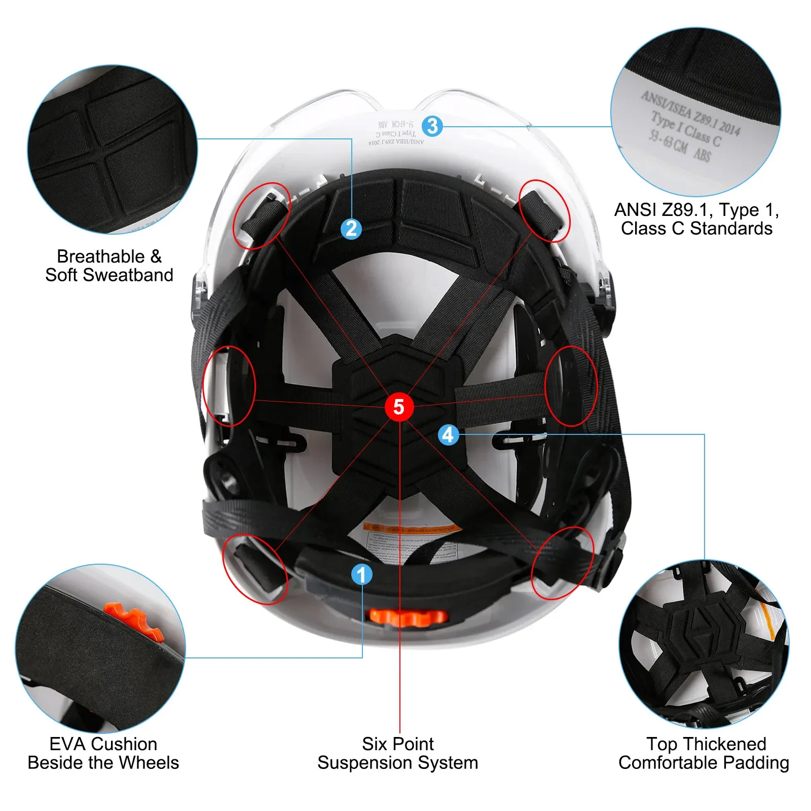 Casco de seguridad para construcción, casco de trabajo de alta calidad al aire libre, ABS, protector de cabeza de ingeniero, certificación CE ANSI - imagen 5