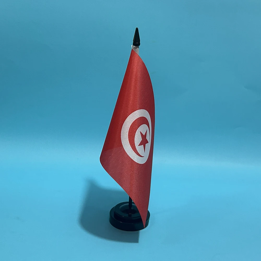 BANDERA DE SKY Bandera de escritorio de oficina Bandera de Túnez 14x21 cm poliéster TUN Bandera de Túnez Bandera nacional Bandera de país Adornos de escritorio Banderas - imagen 5