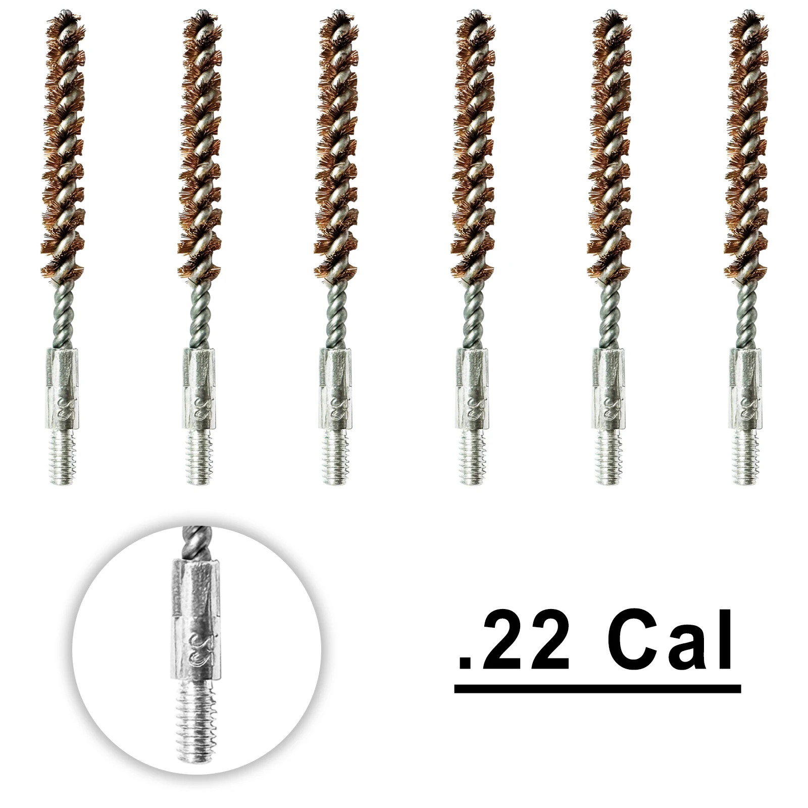 Cepillo de limpieza de barril de bronce, calibre 30cal, 7,62mm para pistola de caza, mantenimiento de pistola de escopeta, armarero, 6 uds. - imagen 4