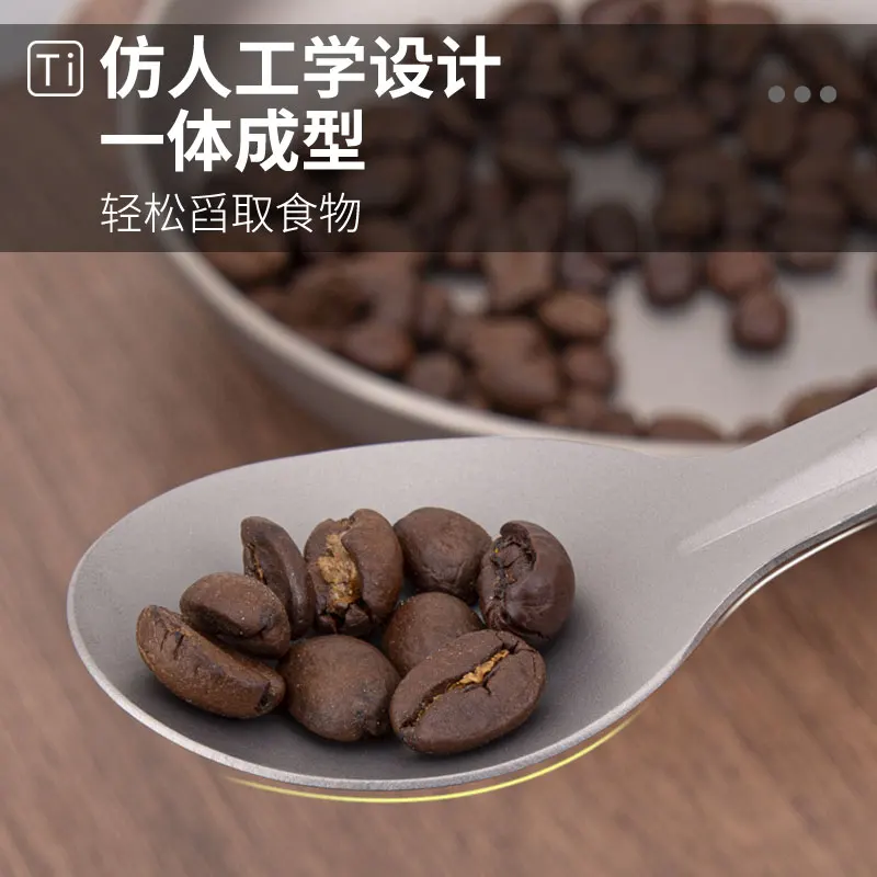 Cuchara tenedor de titanio puro, mango recto para acampar al aire libre - imagen 5