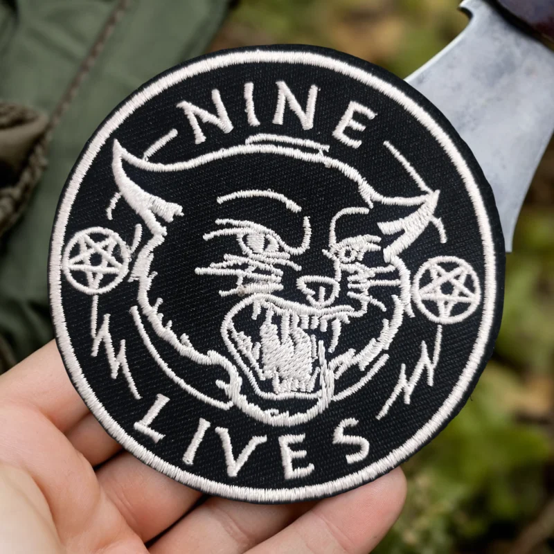 Parche bordado de gato de nueve vidas, chaleco táctico, insignia de moral con gancho y bucle, pegatinas decorativas para mochila, parches para brazalete para ropa - imagen 2