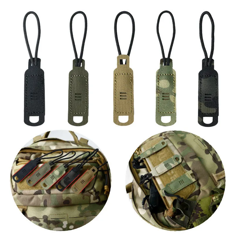 2 uds tirador de cremallera táctico mango gancho y bucle corte láser mochila de nailon bolsa de caza llavero Accesorios