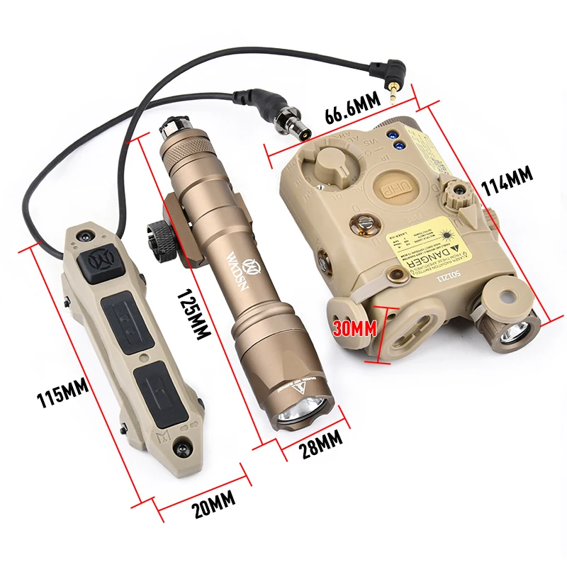 Táctico Airsoft SF M600C M300A PEQ-15 LA5C rojo verde azul punto láser indicador IR luz de relleno caza explorador AR15 ajuste riel de 20MM - imagen 3