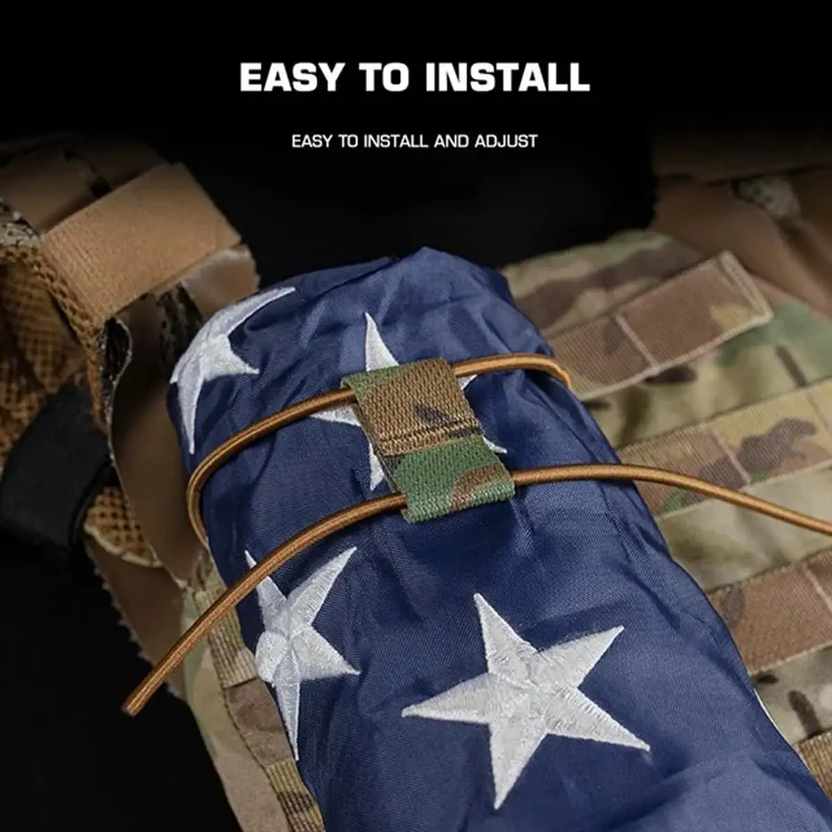 Correa de sujeción elástica elástica con bandera táctica, cordón de choque, bloqueo de cordón de bucle de correas Molle de retención, accesorio de soporte de placa seguro - imagen 5