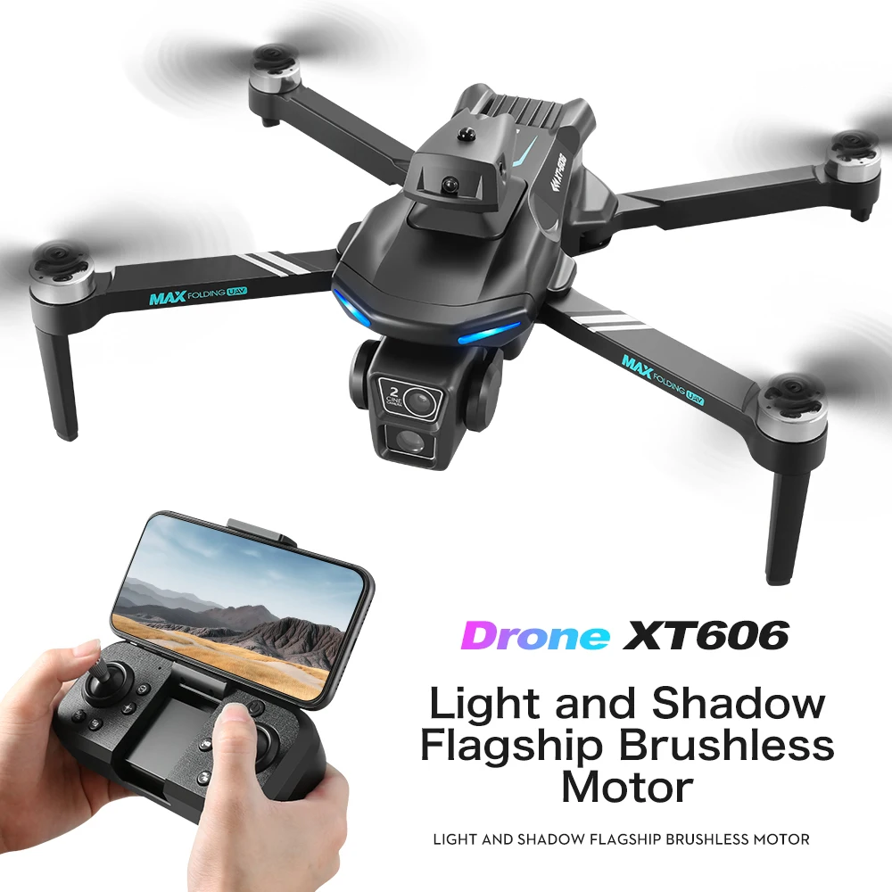 XT606 drone 8K HD cámara dual motor sin escobillas WIFI inteligente evitación de obstáculos fotografía aérea plegable quadcopter juguete - imagen 3