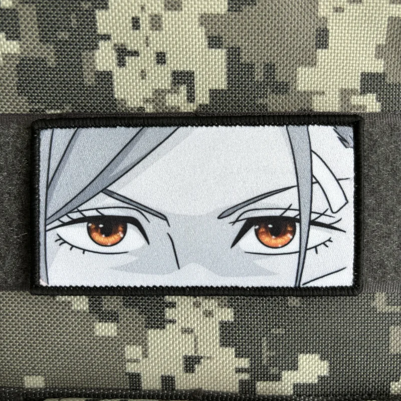 Kugisaki Nobara Eyes moral Badge Anime Jujutsu Kaisen Character Patch Hook and Loop Painting Tactical militar Backpack Sticker - imagen 5