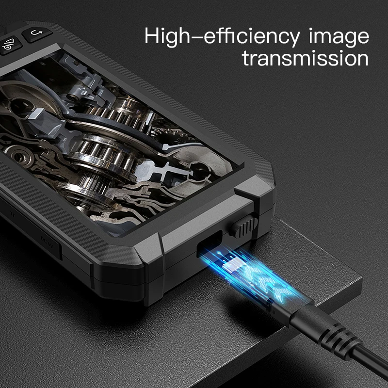 Cámara endoscópica de doble lente, boroscopio Industrial con pantalla IPS de 5 pulgadas, inspección de tuberías de coche, 6 LED ajustables, 1080P y 8mm - imagen 4