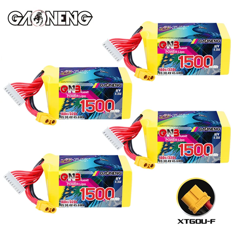 Batería Lipo GNB HV 8S 30,4 V 160C/320C con XT60 para Dron de carreras FPV Quadcopter piezas de helicóptero batería recargable de 30,4 V