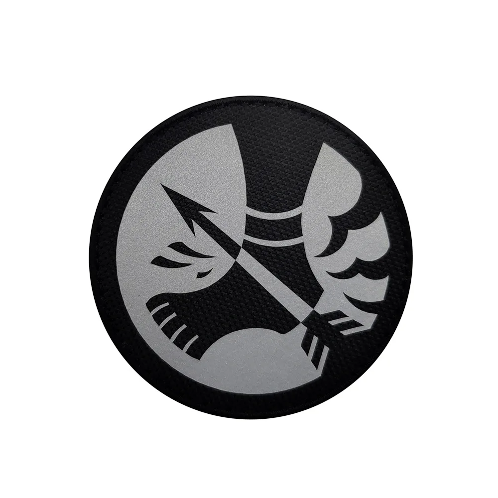 Tela reflectante con estampado de moral para ropa, brazalete con patrón de arte SCP, base cortada con láser, parches de gancho y bucle para mochila - imagen 5