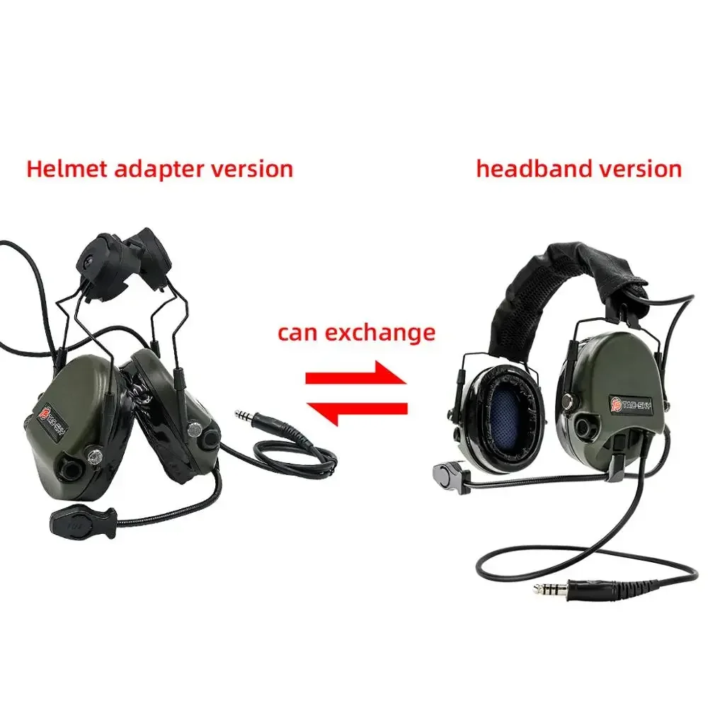 TAC-SKY TEA Hi-Threat Tier 1 pastilla de reducción de ruido casco táctico montaje de arco auriculares y PTT táctico U94 PTT y diadema - imagen 5