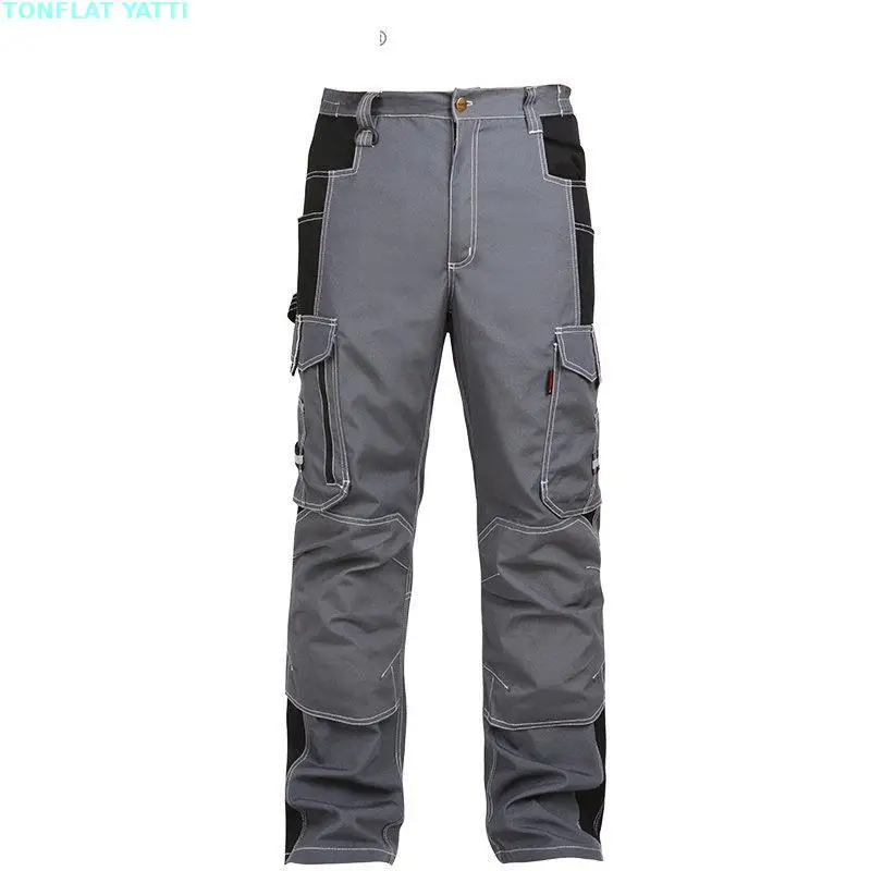 Pantalones de trabajo Cargo informales con múltiples bolsillos, pantalones de trabajo mecánicos para hombre, pantalones de policotón resistentes al desgaste - imagen 3