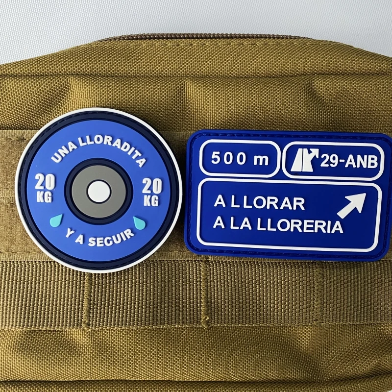 Parche táctico de gancho y bucle de PVC para levantamiento de pesas en español, 10kg, 500M A LLORAR, pegatinas para mochila de entrenamiento cruzado, insignia para exteriores - imagen 5