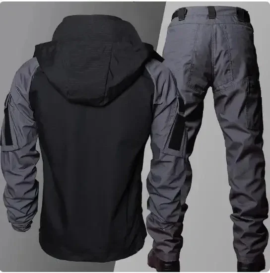 Conjuntos de chaqueta táctica impermeable para hombre, traje de entrenamiento de combate, Ropa de Trabajo de concha suave para exteriores, chaquetas con capucha del ejército SWAT, pantalones, conjunto de 2 uds. - imagen 3