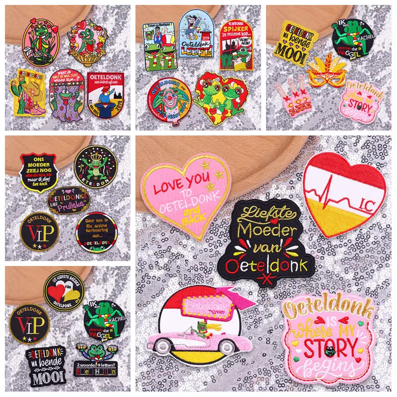 Conjunto de 3-6 uds. De parches Oeteldonk de nuevo diseño 2026 para ropa, insignias de rana de Carnaval de Países Bajos, parche bordado, decoración uniforme - imagen 2