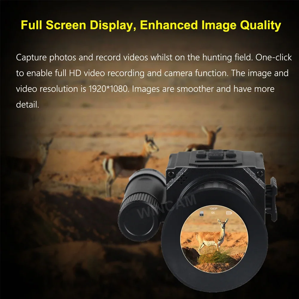 NK008 alcance de visión nocturna Digital 5X Zoom cámara de caza infrarroja mira telescópica HD 1080P grabación de vídeo Monocular dispositivo de visión nocturna - imagen 2