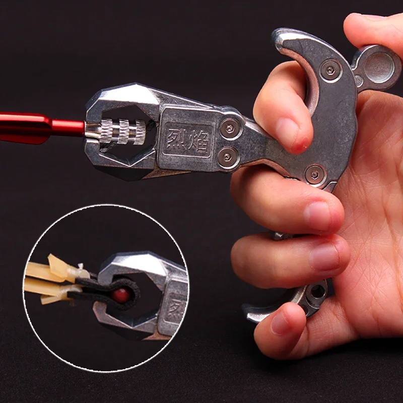 Dispositivo de liberación de Tiro con Arco hecho de Material metálico, puede lanzar rápidamente tirachinas de caza al aire libre, protege los dedos, accesorios de caza - imagen 3