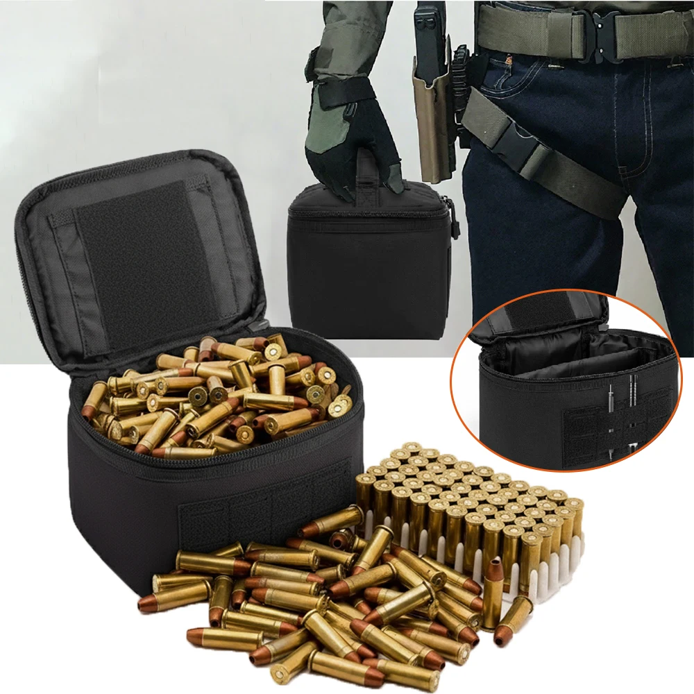 Bolsa de almacenamiento de municiones, bolsa para cartuchos de Rifle, caja de municiones táctica, bolso de concha para balas al aire libre, estuche de almacenamiento para balas de pistola y escopeta