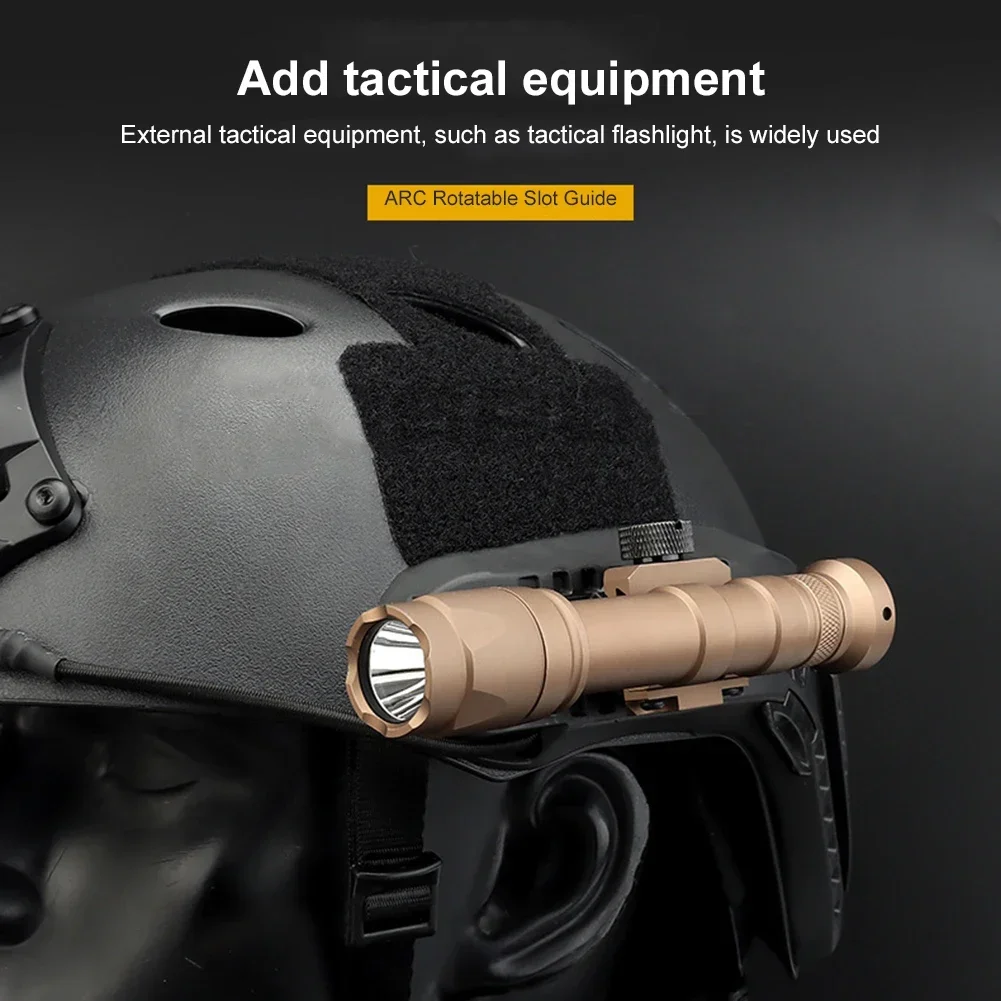 Adaptador de montaje de riel lateral para casco táctico, rotación de guía de 360 grados para exteriores, accesorios de caza con riel para casco rápido Airsoft, 2 uds. - imagen 5