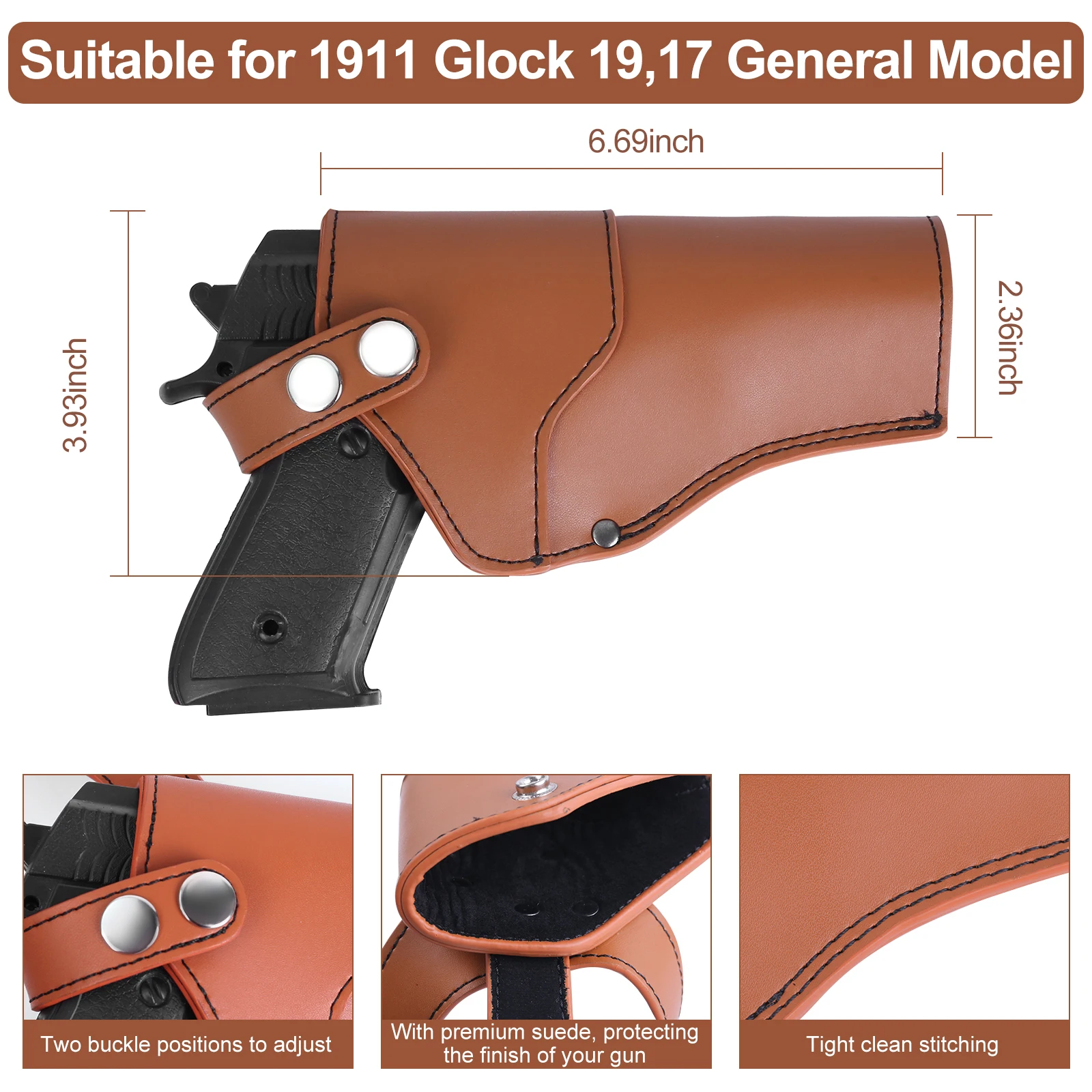 Funda de cuero oculta para pistola Glock 17/Sig 19/23 P220 Sauer, funda de hombro con doble cargador - imagen 4