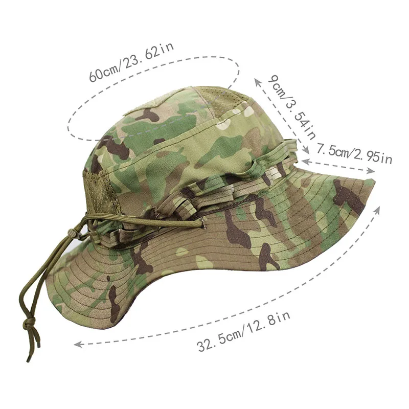 Sombrero boonie táctico camuflaje Multicam con malla para aire libre - imagen 5