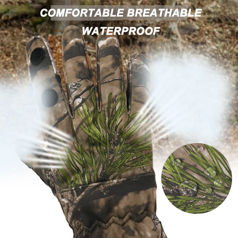 Guantes de caza, guantes sin dedos/sin dedos, guantes de invierno de camuflaje para tiro al aire libre, tiro con arco, pesca, accesorios de caza - imagen 5