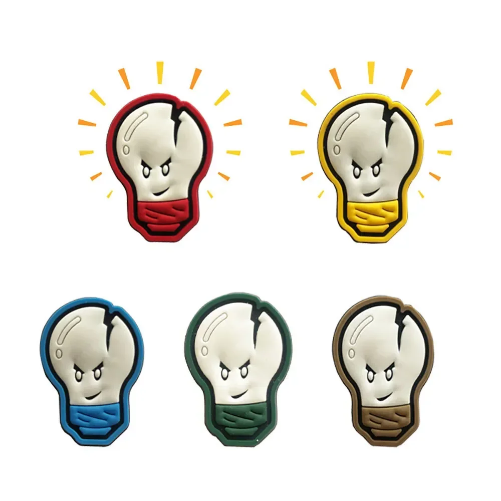 Parches de bombilla de PVC 3D para ropa, insignia de moral de minibombilla divertida, accesorio de bolsa táctica, Parche de gancho y bucle de goma de dibujos animados - imagen 4