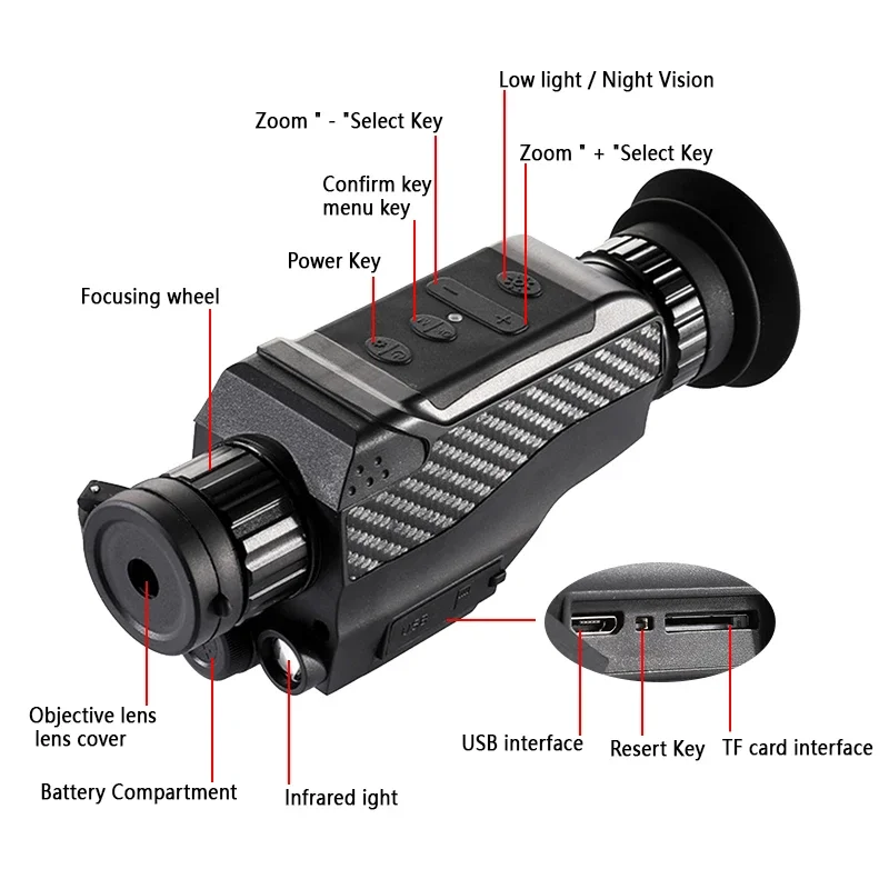 Monocular de visión nocturna con Zoom Digital 8X, telescopio Digital nocturno infrarrojo para exteriores, día y noche, alcance de 200m para caza y Camping - imagen 5