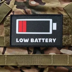 Parche de impresión de batería baja, chaleco táctico, sombreros con gancho y bucle, insignia de moral, mochila, pegatinas decorativas, parches para brazalete para ropa