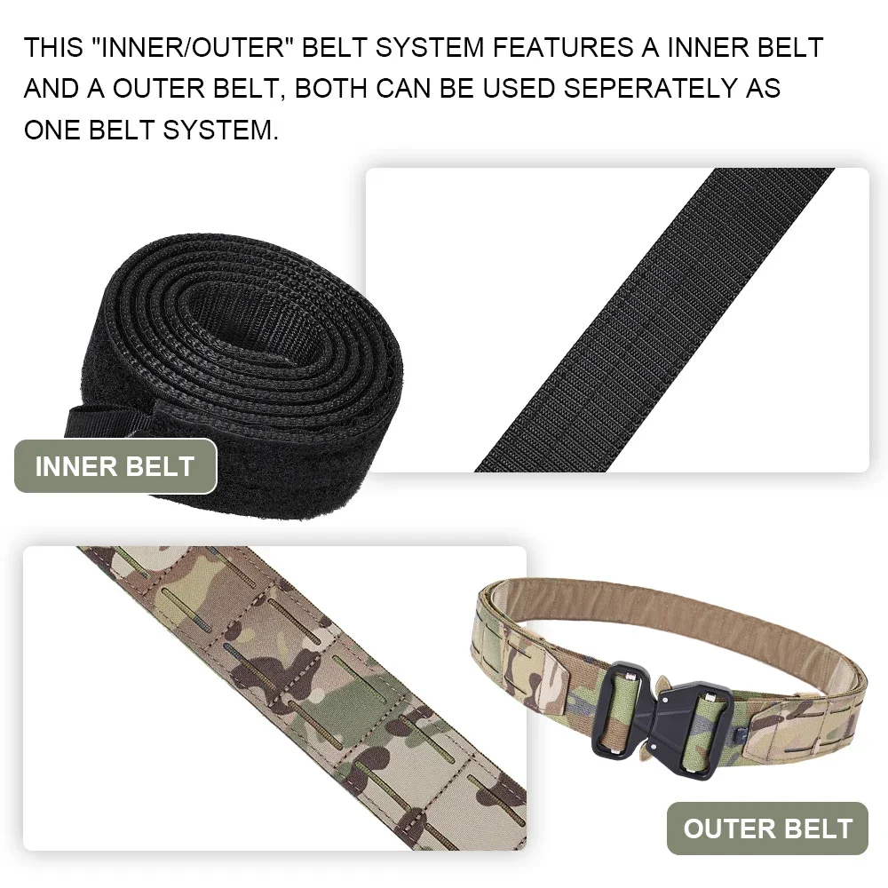 Cinturón táctico con hebilla de Metal de liberación rápida para hombre, cinturones multicamuflaje MOLLE láser, accesorios de ropa de caza, equipo Airsoft de 2 pulgadas - imagen 4