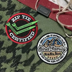 Parche bordado certificado con lazo con cremallera para acampar al aire libre, insignia de moral con gancho y bucle táctico, pegatina para mochila, parches para brazalete para ropa